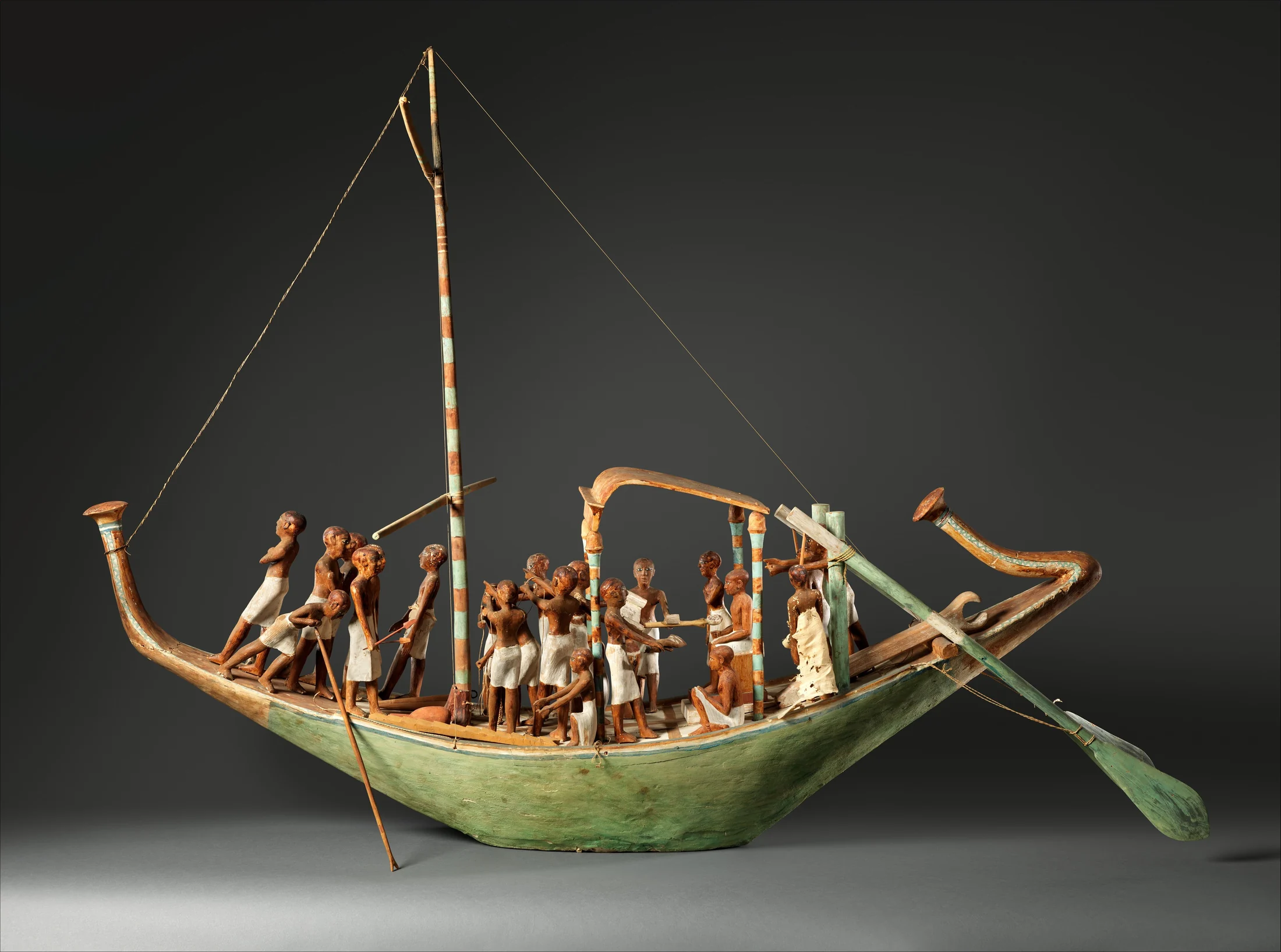 Original wooden Model Sailboat from the tomb of Meketre, The Met accession 20.3.4